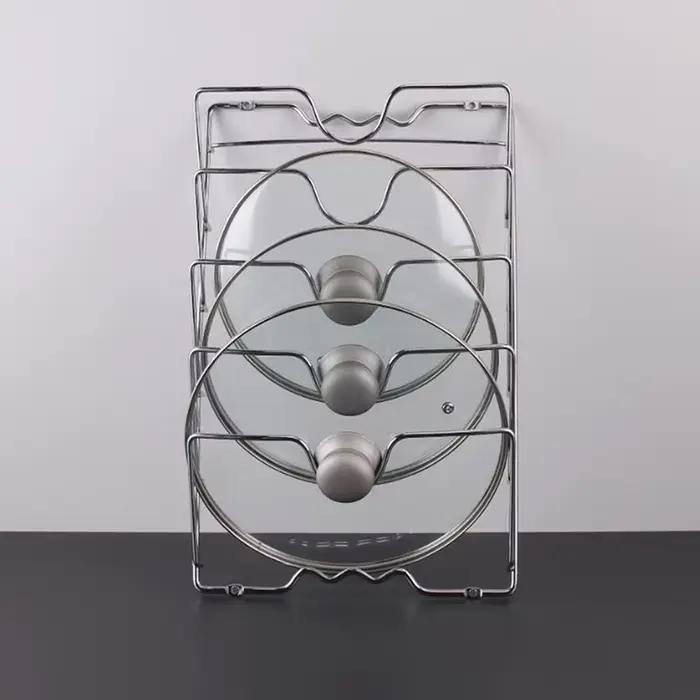 1 pièces accessoires de cuisine en acier inoxydable Pot couvercle étagère cuisine organisateur casserole couvercle couvercle support support étagère à vaisselle