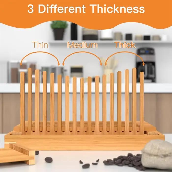 Trancheuse à pain en bois de bambou AA81 pour découpe de pain maison, toast, gâteau, bagel et sandwich occasionnels et spéciaux