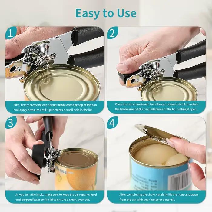 Ouvre-boîte manuel ouvre-bouteille en acier inoxydable pots ergonomiques professionnels