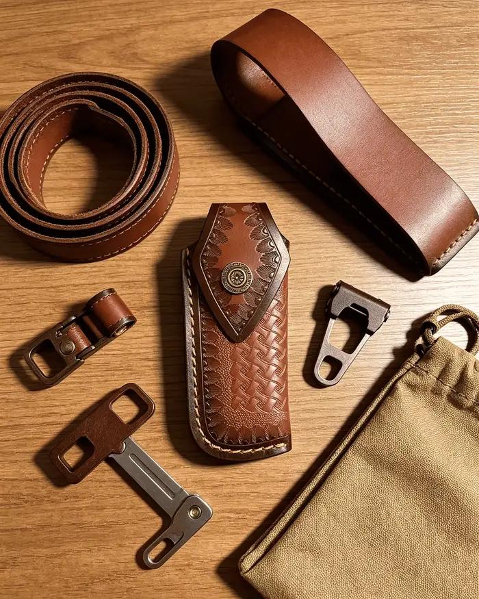 Étui à couteau à lame unique exquis, étui à couteau pliant en cuir, étui à couteau d'extérieur, étui à couteau multi-usage