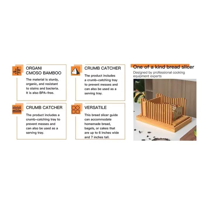 Trancheuse à pain en bois de bambou AA81 pour découpe de pain maison, toast, gâteau, bagel et sandwich occasionnels et spéciaux