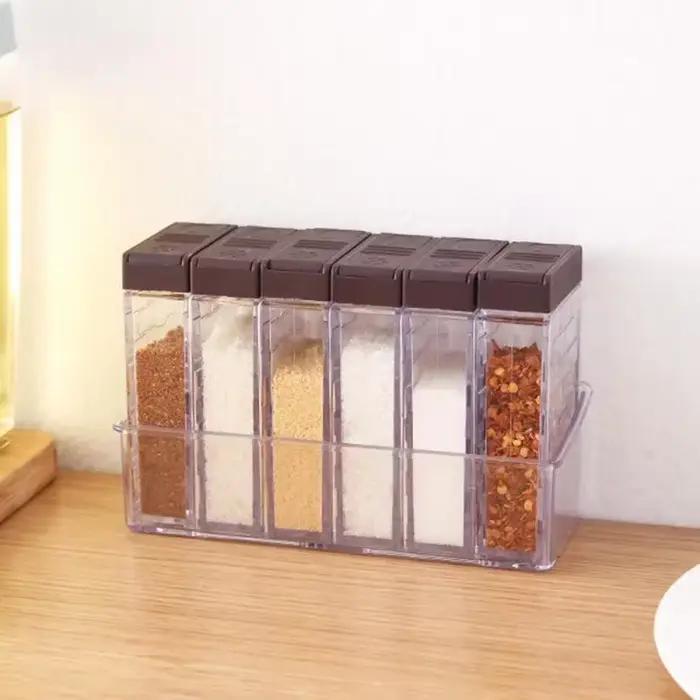 Boîte d'assaisonnement pour épices, bocaux à sel en PP, stockage d'épices de cuisine, évaluation de la boîte, organisation de la maison, 6 pièces par ensemble