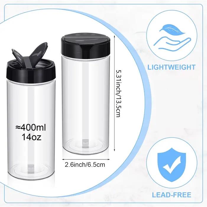 Boîtes à épices transparentes en plastique de 400 ml avec couvercle doseur, contenants à assaisonnements pour la cuisine et le barbecue