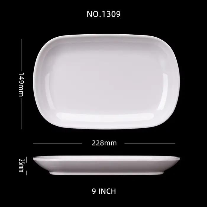 Assiette rectangulaire en mélamine pour petit déjeuner