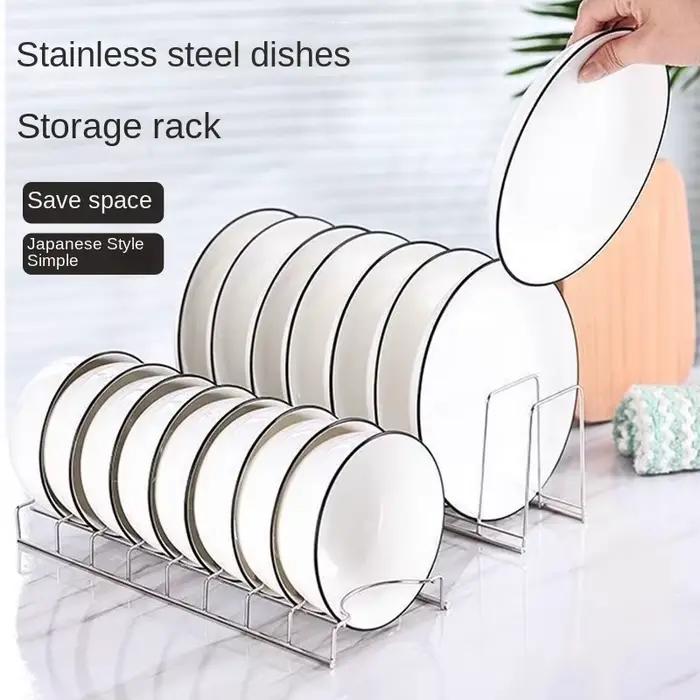 Égouttoir à vaisselle en acier inoxydable, support de rangement polyvalent pour assiettes argentées, bols peu encombrants, support d'égouttoir pour cuisine