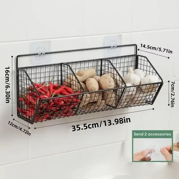 Panier de rangement pour oignons, gingembre et ail, étagère de cuisine, panier à légumes, panier suspendu au gingembre et à l'ail, mural, 1 pièce