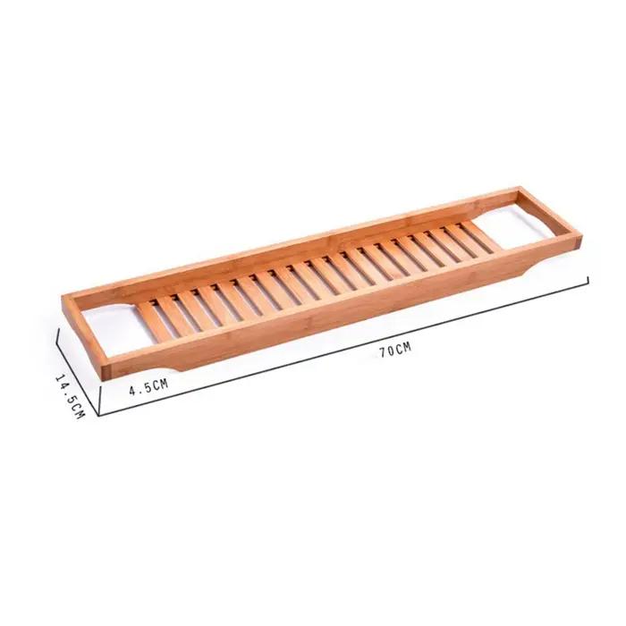 Support de bain en bambou élégant pour baignoire avec porte-savon, porte-serviettes et tablette holder pour détente à domicile