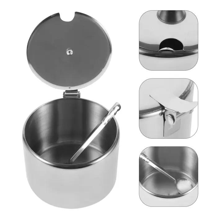 Sucrier de céréales en acier inoxydable, shaker d'assaisonnement avec couvercle, récipient de cuisine, bocaux