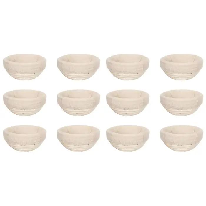 VELIF-12Pcs 5 pouces Banneton panier d'épreuve de pain pâte ronde anti- levain bols d'épreuve de pâte avec doublure amovible