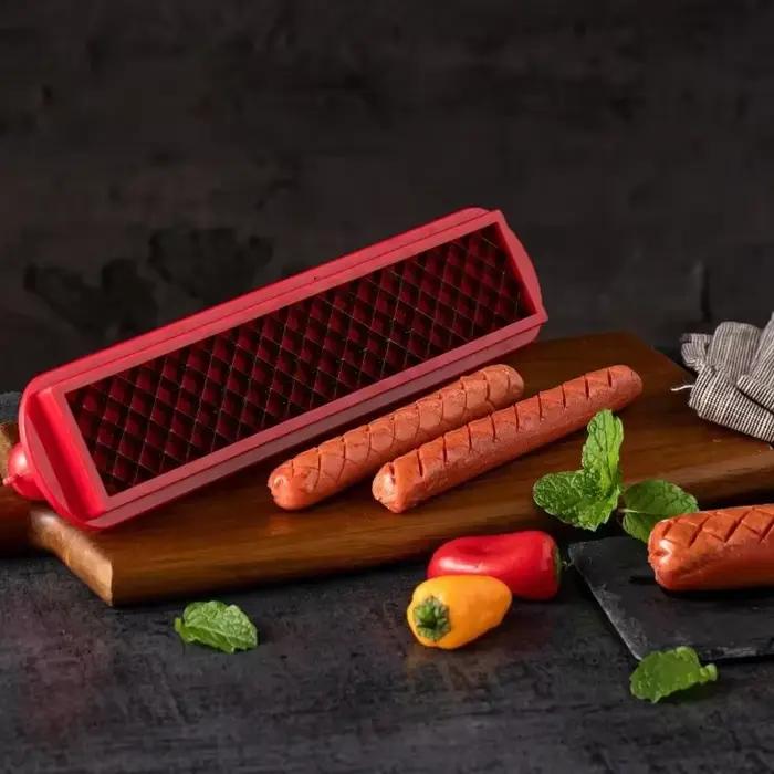 Coupe-saucisses et Hot Dog, fournitures de cuisine, nouveau trancheur de maille de précision à rainure transversale de qualité commerciale pour saucisses, outil de barbecue pour Hot Dog