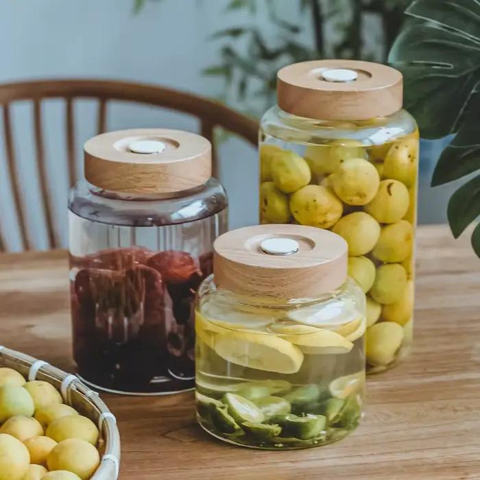 Pot de stockage en verre scellé avec échappement unidirectionnel