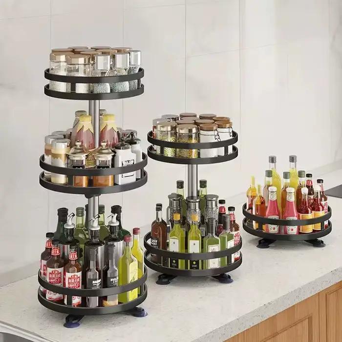 Multi-usages 360 °   Boîte de rangement rotative, gain de place, comptoir antidérapant, vaisselle de cuisine, cosmétiques, boîte de rangement d'épices