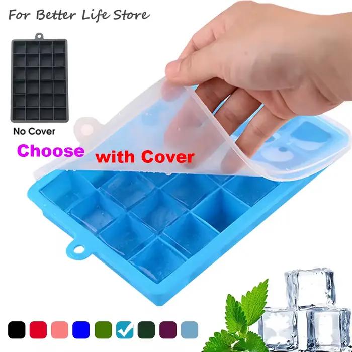 Moule à glaçons en silicone à 24 cavités avec ou sans couvercle, pour purée alimentaire, fromage, gelée, outil de cuisine, bar, cocktail, glaçons carrés