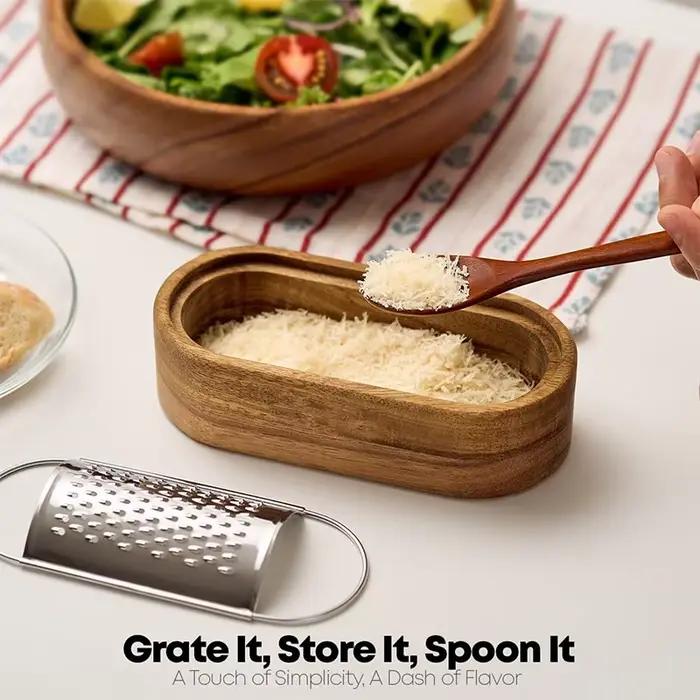 Râpe à fromage avec récipient en bois 304