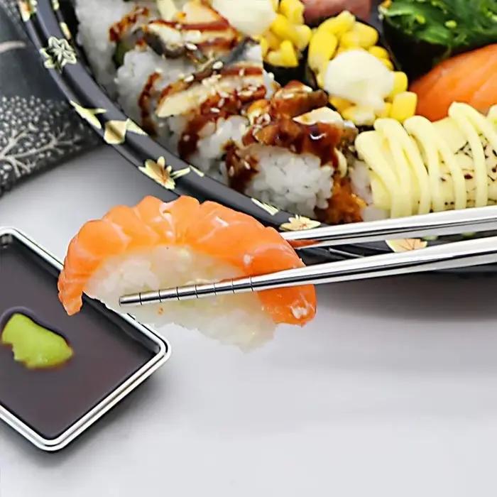 Baguettes chinoises antidérapantes en acier inoxydable