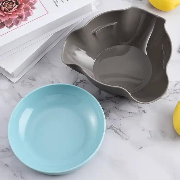 Bol à collation double couche en plastique bleu pour pistaches cerises et popcorn occasionnels et cadeau pour la maison café hôtel restaurant magasin