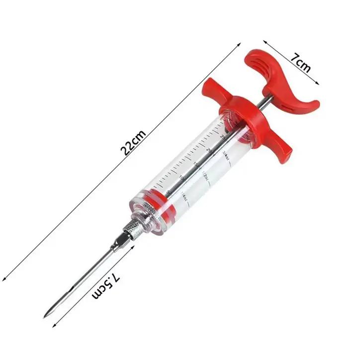 Seringue à injecter de la viande avec 3 aiguilles d'injection de marinade pour barbecue injecteur de saveur de dinde et viande occasion spéciale