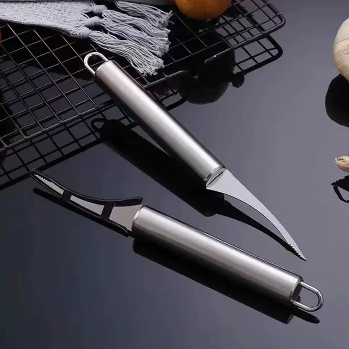 Outil multifonctionnel en acier inoxydable pour éplucher les crevettes et nettoyer les poissons pour cuisine et événements familiaux et spéciaux