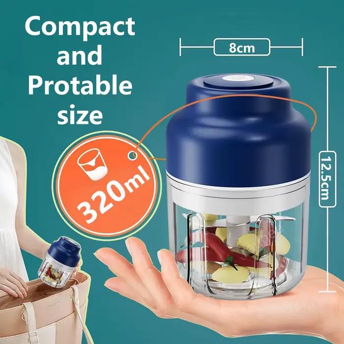 Hachoir d'ail électrique mini multifonction sans fil pour hacher ail, oignon, noix, viande et légumes facile à nettoyer pour cuisine, camping et barbecue