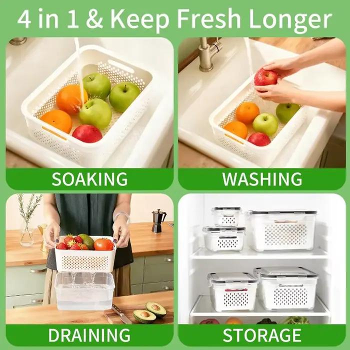 Conteneur de stockage alimentaire pour réfrigérateur avec couvercle filtrant