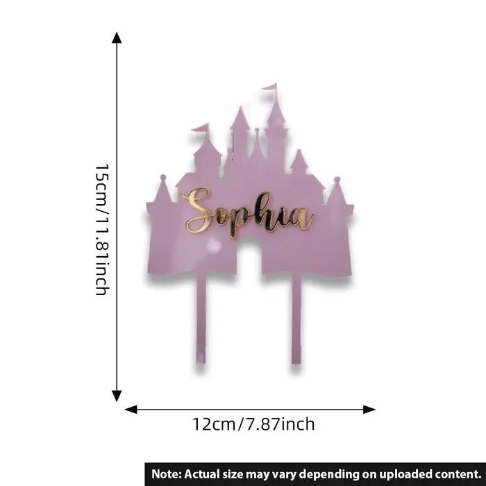 Décorations de gâteaux personnalisées en acrylique |   Décorations de gâteau personnalisées en forme de château de princesse |   Inserts en acrylique pour gâteaux |   Plusieurs options de couleurs