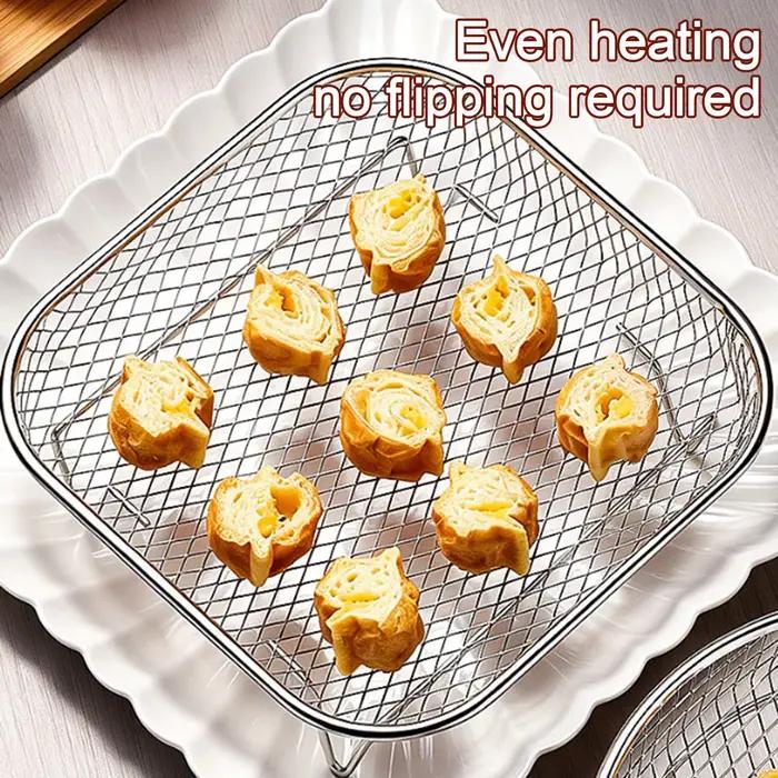 Grille de friteuse à air en acier inoxydable empilable, panier de déshydratation alimentaire, accessoire pour friteuse à air, panier en maille pour cuisiner plusieurs aliments