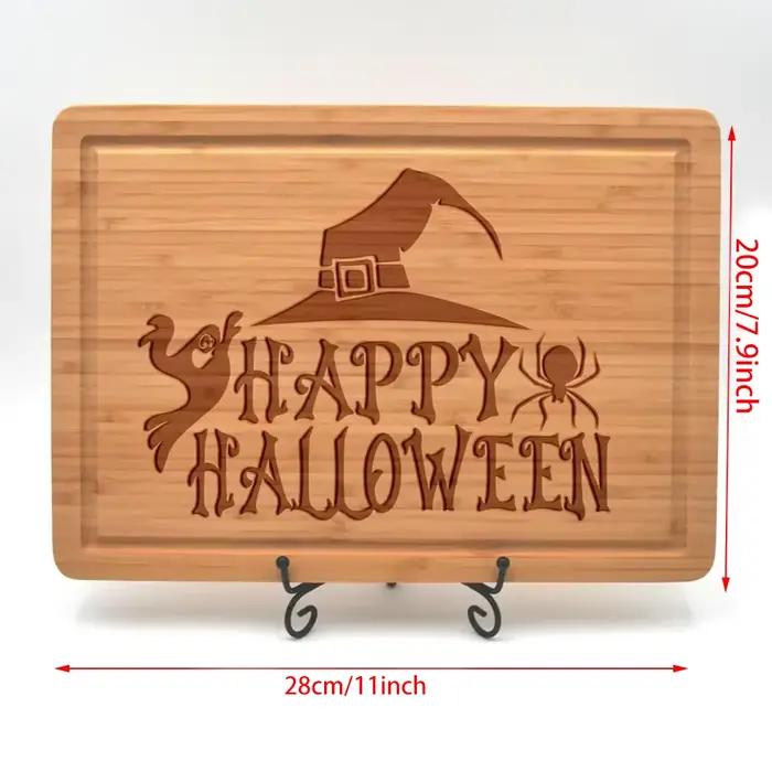 Planche à découper Halloween en bambou gravée sorcière décoration de cuisine effrayante cadeau gothique occasions spéciales