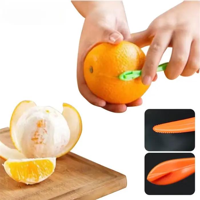 Éplucheur d'oranges à Long manche, outil d'épluchage en plastique, outil d'ouverture d'orange, Gadget de cuisine respectueux de la main, 1/3 pièces