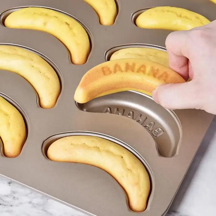 Moule à gâteau en carbone à 10 trous, plateau de cuisson antiadhésif pour muffins, bricolage, moules à gâteau banane, outils de cuisson