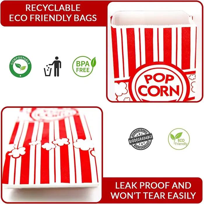 Sacs à pop-corn en papier pour fêtes, soirées cinéma, mariages, Noël, stockage de maïs jetable, sacs d'angle Pop, portions individuelles pour machine à pop-corn occasions spéciales