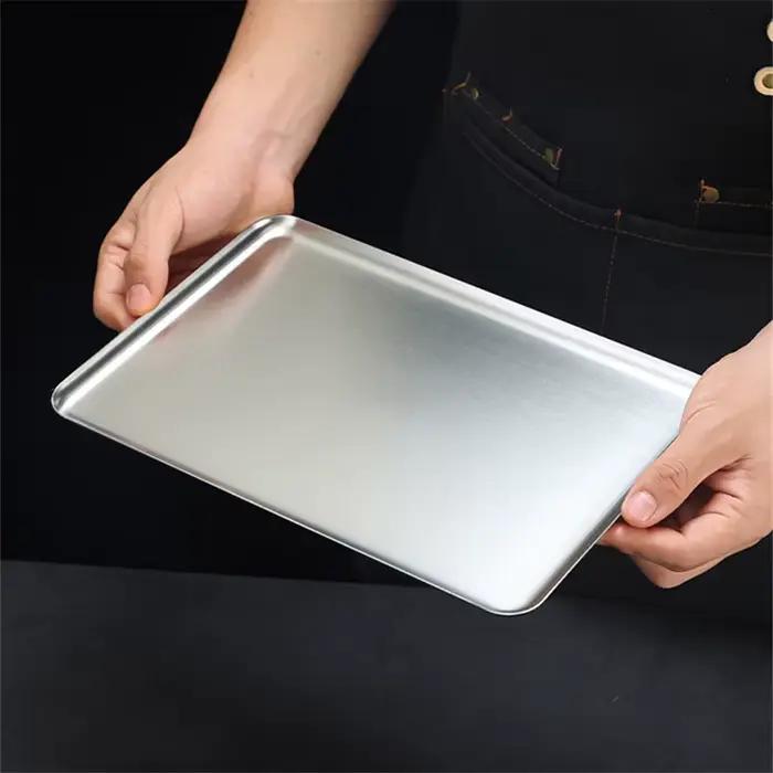 Assiette rectangulaire en acier inoxydable 304, assiette de Barbecue, Pot chaud, plateau de Buffet carré, plateaux à Dessert, accessoires de cuisine