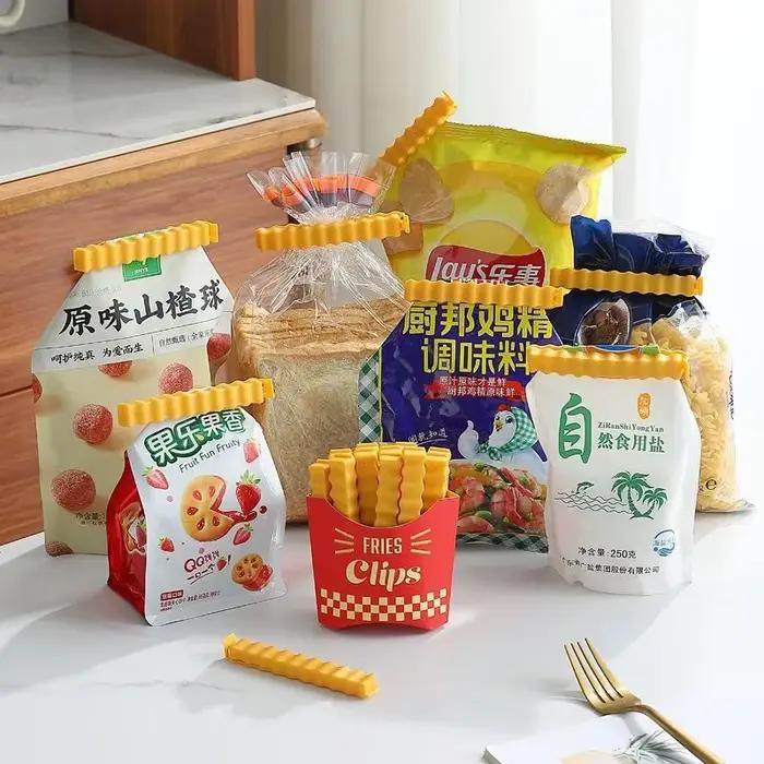 Clip de scellage en forme de frites, clips de scellage alimentaire créatifs, clips en plastique anti-humidité pour la conservation des aliments frais, pour sceller les sachets de snacks