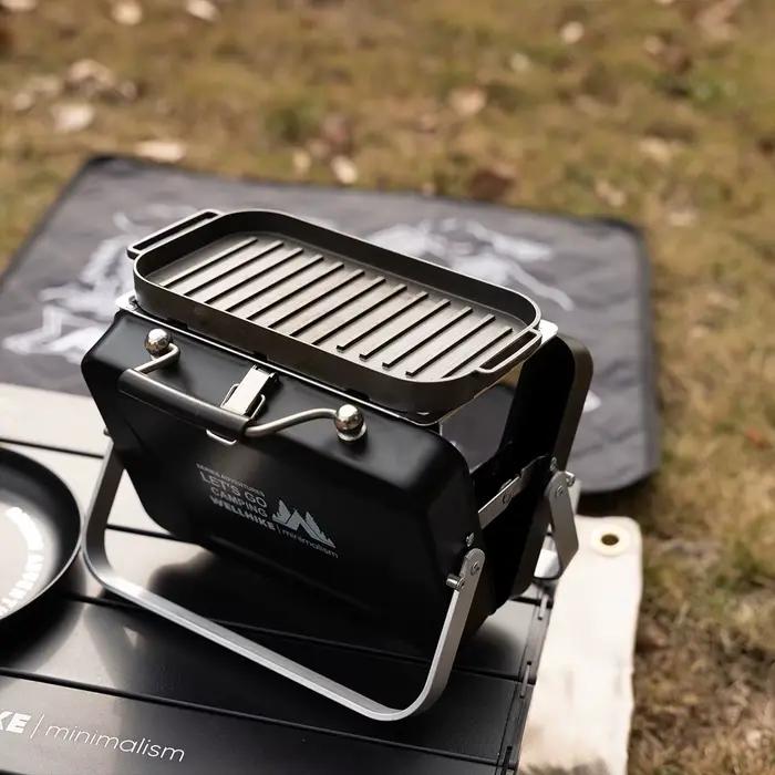 WELLHIKE Mini gril de table extérieur – Support portatif pliable pour grillades de poissons et de viande à feu ouvert, essentiel de camping