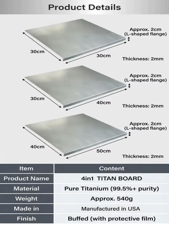 Planche à découper en forme de L en acier inoxydable