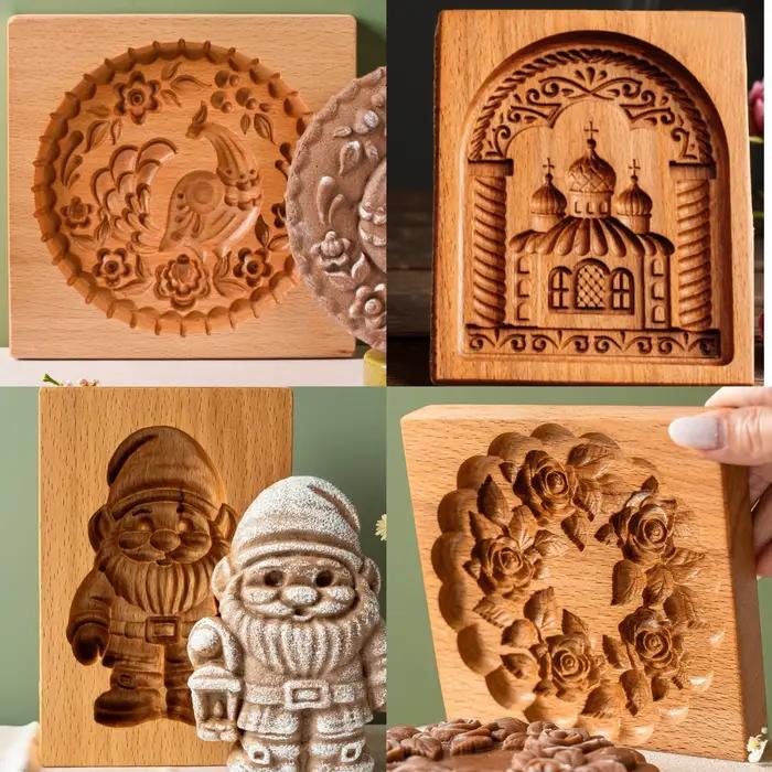Moules à biscuits en bois de hêtre de haute qualité pour la décoration de gâteaux, DIY et occasions spéciales