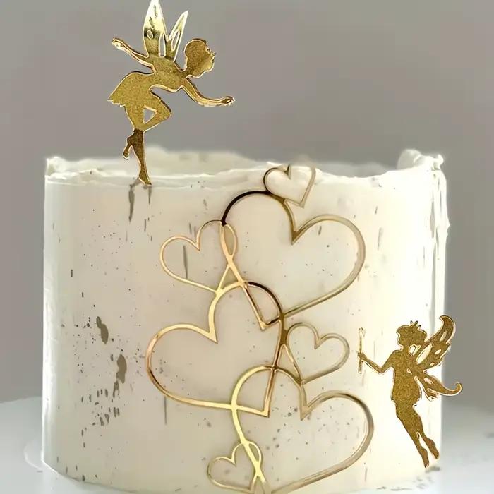 Ensemble de 5 décorations de gâteau féerique enchantée – Décoration acrylique princesse fantaisiste pour mariages magiques, anniversaires de rêve et printemps