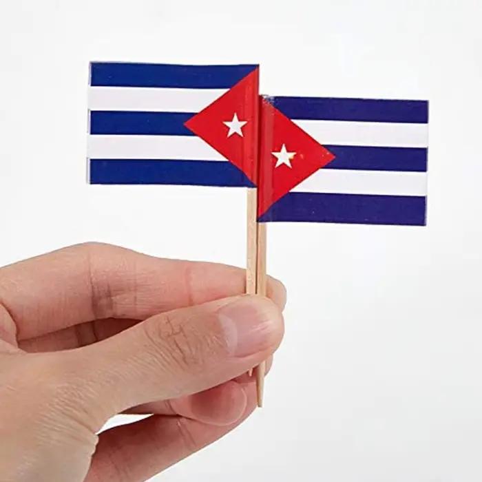 Ornement de Cocktail, décorations de desserts, fournitures de réception de mariage, drapeaux cubains, cure-dents, drapeau, décoration de gâteau, décoration de Cupcake
