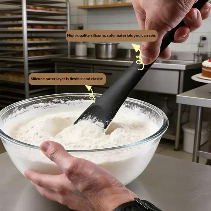 Spatule en silicone pour cuisine, grattoir à pâte, lisseur à crème et beurre, ustensiles résistants à la chaleur, outils de pâtisserie pour gâteaux