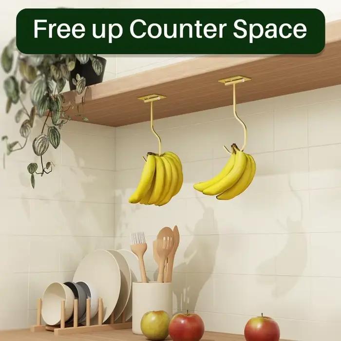 2 crochets muraux rotatifs pour bananes, adhésifs, modernes et créatifs, pour garder les bananes fraîches sous l'armoire
