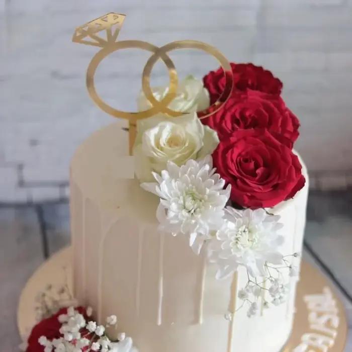 Décoration de gâteau de mariage avec bague en diamant acrylique miroir or élégante pour mariage et fiançailles cérémonie de mariage table de sucre