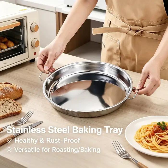 1 pièce : Assiette en acier inoxydable 304 avec poignée
