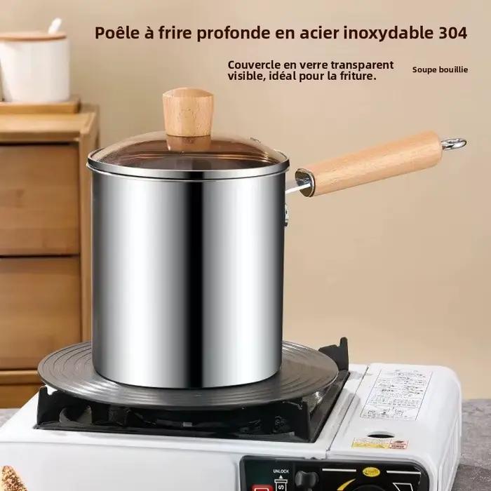 Poêle à frire en acier inoxydable 304, petite poêle à frire, avec filtre, mini poêle profonde pour économiser l'huile - ustensiles de cuisine - non électrique