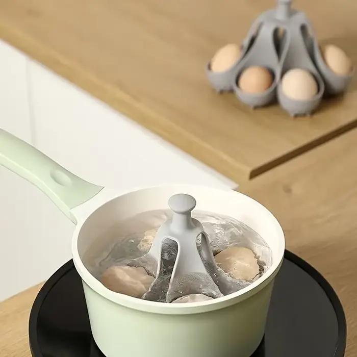 Porte-œufs 4/6, cuiseur à œufs en silicone résistant aux hautes températures pour la cuisine domestique – Idéal pour la cuisson des œufs à la vapeur pour le petit déjeuner familial