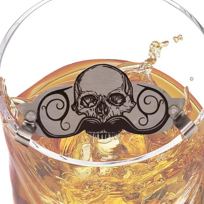 Protège-moustache en acier inoxydable pour tasse, design tête de mort, protecteur de moustache pour clics, fournitures décoratives innovantes pour boire