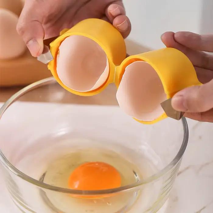 Outil multifonctionnel pour casser, séparer et mélanger les œufs en plastique noir pour une cuisine pratique et respectueuse de l'environnement