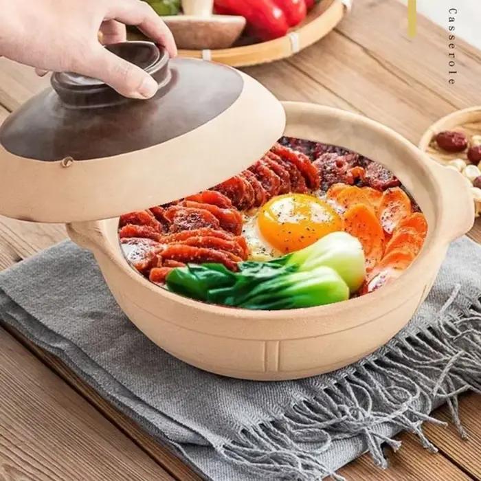 Casseroles Résistantes à la Chaleur pour Riz, Porridge, Lait, Soupe, Argile, Ragoût, Oreillettes, Poêle en Céramique, Cuisinière Électrique à Gaz, 500ml, 750ml