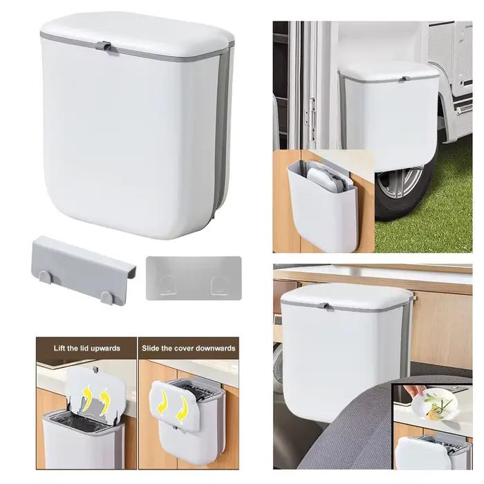 Poubelle pliable pour caravane, camping-car, grande capacité, poubelle suspendue avec couvercle coulissant, bateaux de Camping, accessoire pour caravane RV