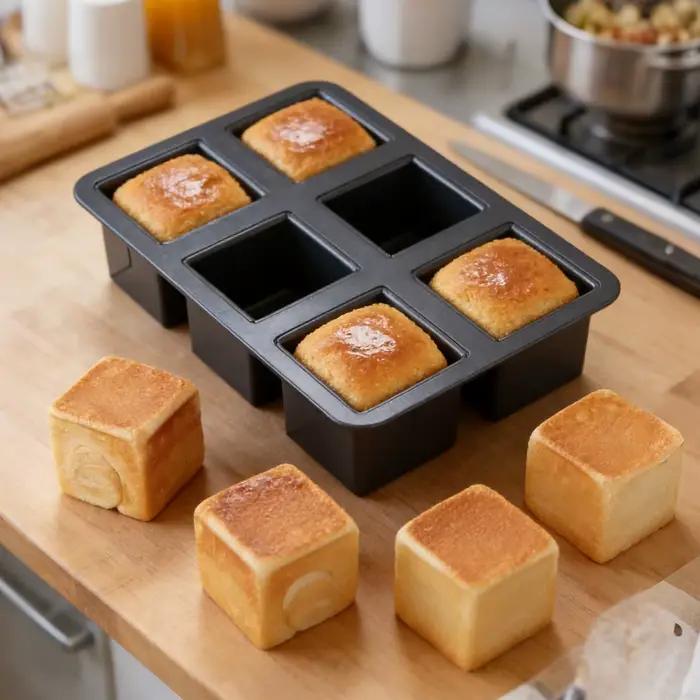 Mini moule à pain carré avec couvercle en acier au carbone pour toast