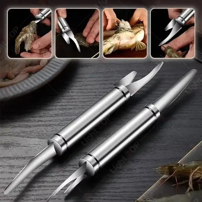 Couteau multifonctionnel en acier inoxydable pour éviscération de crevettes et préparation de fruits de mer pour occasions spéciales