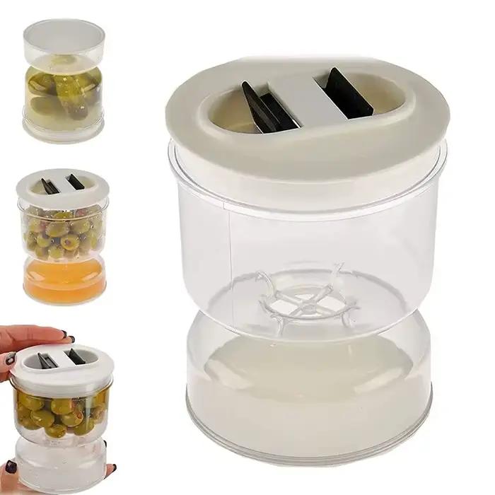 Pot de cornichons, distributeur sec et humide